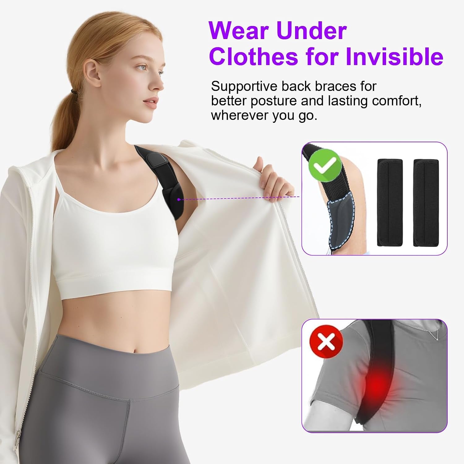Posture Corrector for Women and Men, Upgraded Comfortable Upper Back Brace with Shoulder Pads & 3D Pad, Adjustable Back Straightener Support for Back, Shoulder and Neck (Black-M)